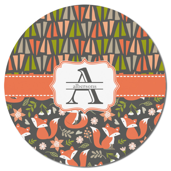 Fox Trail Floral Round Fridge Magnet - FRONT