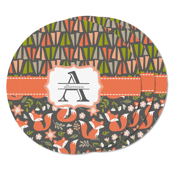 Fox Trail Floral Round Fridge Magnet - THREE