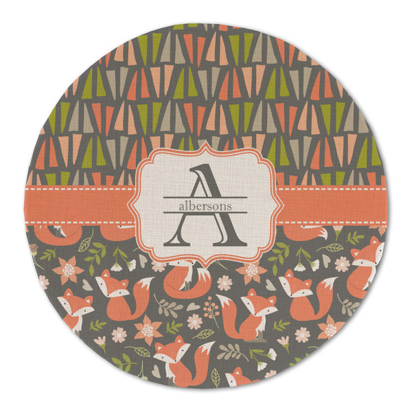 Fox Trail Floral Round Linen Placemats - FRONT (Double Sided)