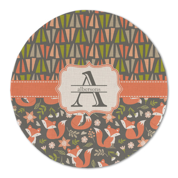Custom Fox Trail Floral Round Linen Placemat - Single Sided (Personalized)