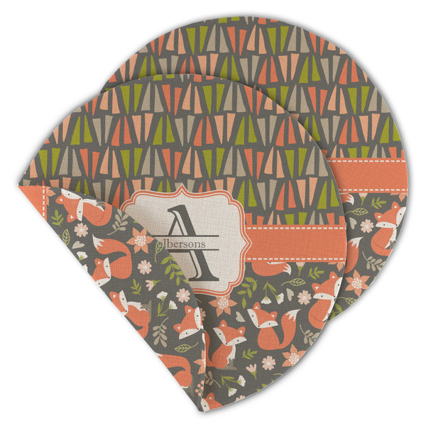 Fox Trail Floral Round Linen Placemats - MAIN (Double-Sided)