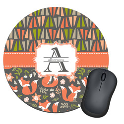 Fox Trail Floral Round Mouse Pad (Personalized)