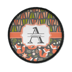 Fox Trail Floral Iron On Round Patch w/ Name and Initial