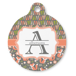 Fox Trail Floral Round Pet ID Tag (Personalized)