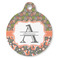 Fox Trail Floral Round Pet ID Tag - Large - Front