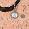 Fox Trail Floral Round Pet ID Tag - Small - In Context
