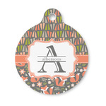 Fox Trail Floral Round Pet ID Tag - Small (Personalized)