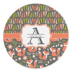Fox Trail Floral Round Stone Trivet (Personalized)