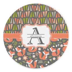 Fox Trail Floral Round Stone Trivet (Personalized)