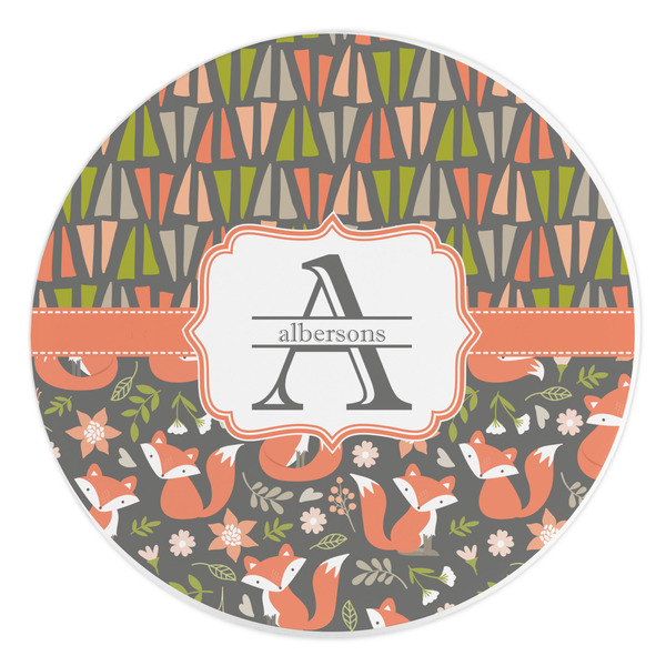 Custom Fox Trail Floral Round Stone Trivet (Personalized)
