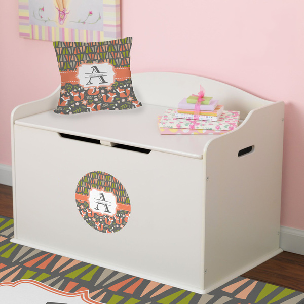 Fox Trail Floral Round Wall Decal on Toy Chest