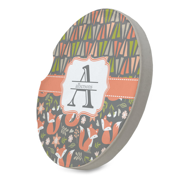 Fox Trail Floral Sandstone Car Coaster - STANDING ANGLE
