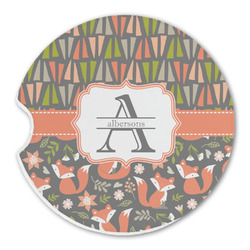Fox Trail Floral Sandstone Car Coaster - Single (Personalized)