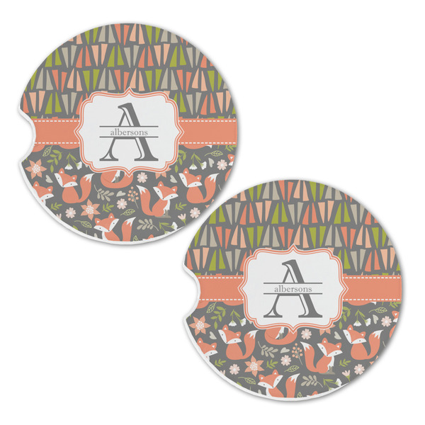 Fox Trail Floral Sandstone Car Coasters - Set of 2
