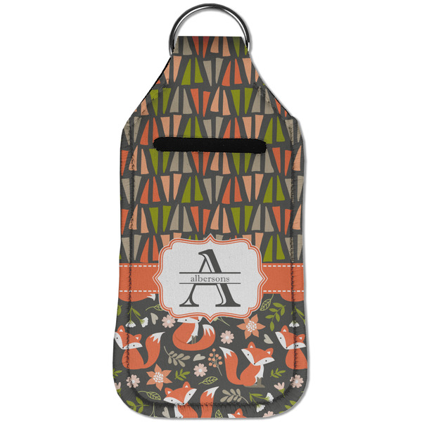 Fox Trail Floral Sanitizer Holder Keychain - Large (Front)