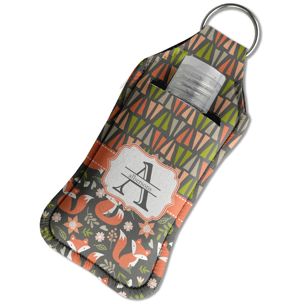 Fox Trail Floral Sanitizer Holder Keychain - Large in Case