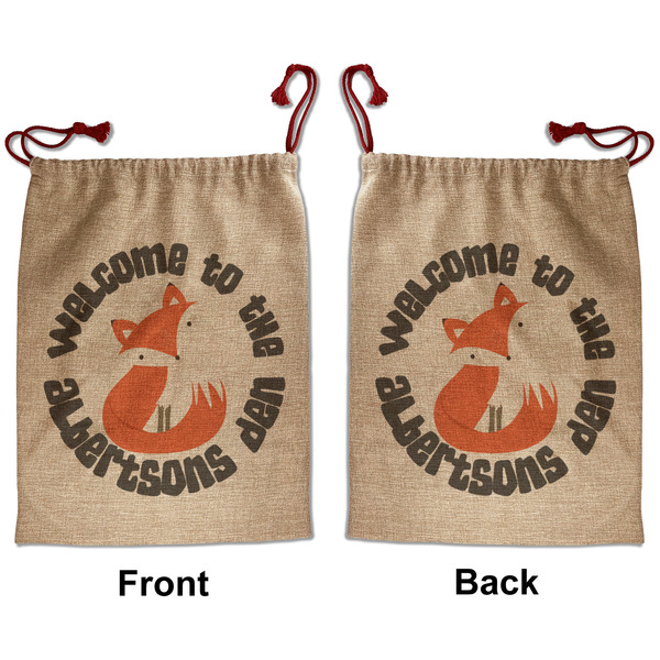 Custom Fox Trail Floral Santa Sack - Front & Back (Personalized)