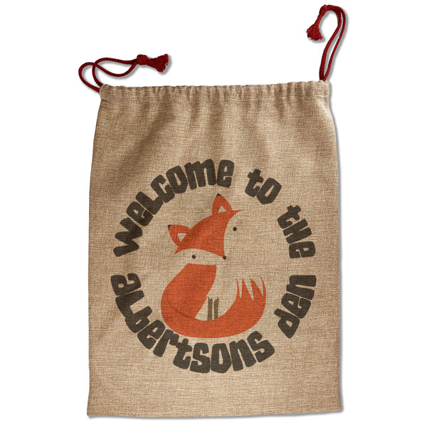 Custom Fox Trail Floral Santa Sack - Front (Personalized)
