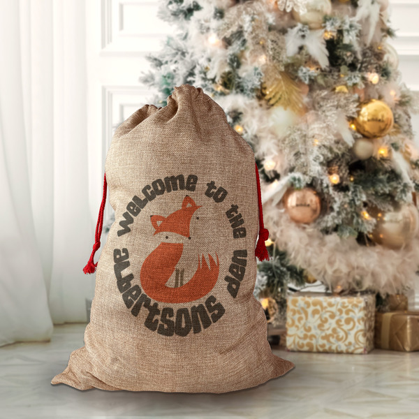 Fox Trail Floral Santa Bag - Front (stuffed)