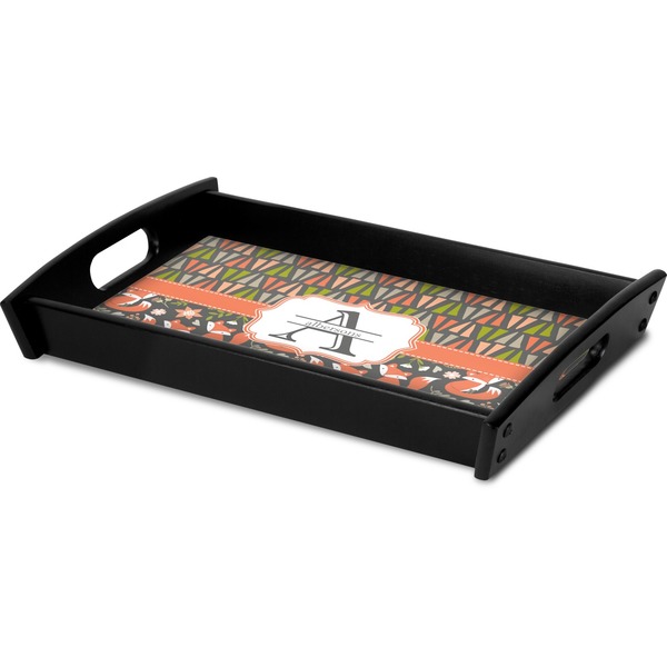 Fox Trail Floral Serving Tray Black - Corner