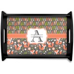 Fox Trail Floral Black Wooden Tray - Small (Personalized)
