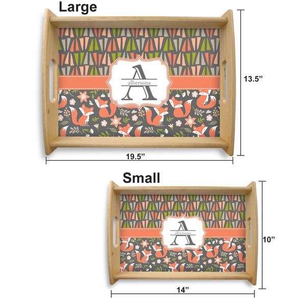 Fox Trail Floral Serving Tray Wood Sizes