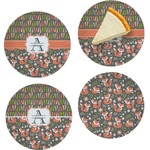 Fox Trail Floral Set of 4 Glass Appetizer / Dessert Plate 8" (Personalized)