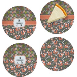 Fox Trail Floral Set of 4 Glass Appetizer / Dessert Plate 8" (Personalized)