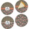 Fox Trail Floral Set of 4 Glass Appetizer / Dessert Plate 8" (Personalized)