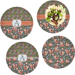 Fox Trail Floral Set of 4 Glass Lunch / Dinner Plate 10" (Personalized)