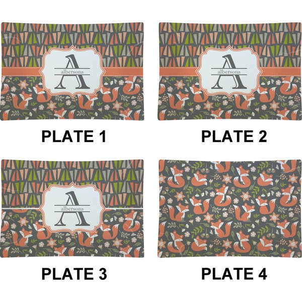 Fox Trail Floral Set of Rectangular Appetizer / Dessert Plates (Approval)