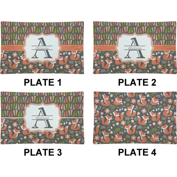 Fox Trail Floral Set of Rectangular Dinner Plates (Approval)