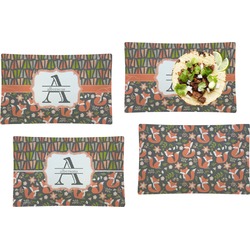 Fox Trail Floral Set of 4 Glass Rectangular Lunch / Dinner Plate (Personalized)