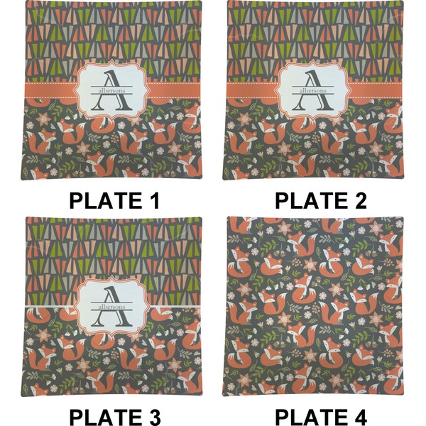 Fox Trail Floral Set of Square Dinner Plates (Approval)