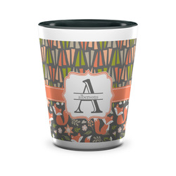 Fox Trail Floral Ceramic Shot Glass - 1.5 oz - Two Tone - Set of 4 (Personalized)