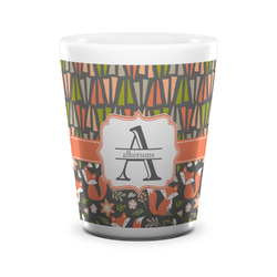 Fox Trail Floral Ceramic Shot Glass - 1.5 oz - White - Set of 4 (Personalized)