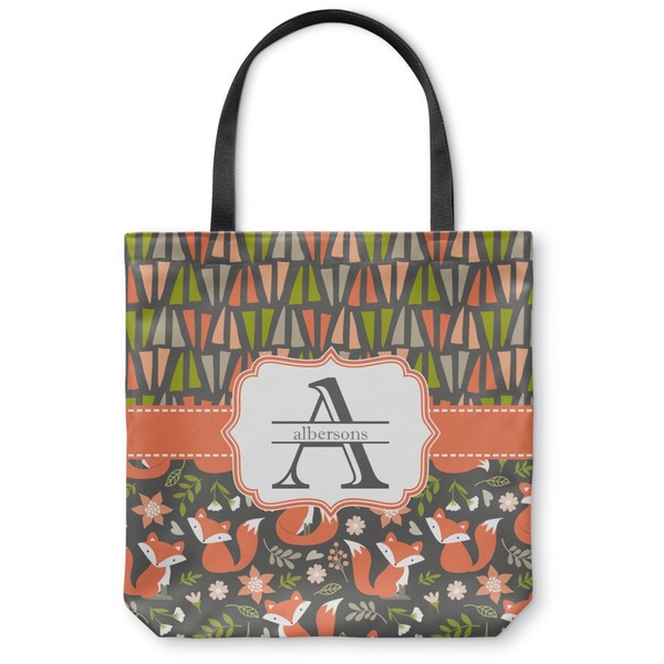 Custom Fox Trail Floral Canvas Tote Bag - Medium - 16"x16" (Personalized)