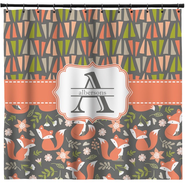 Custom Fox Trail Floral Shower Curtain (Personalized)