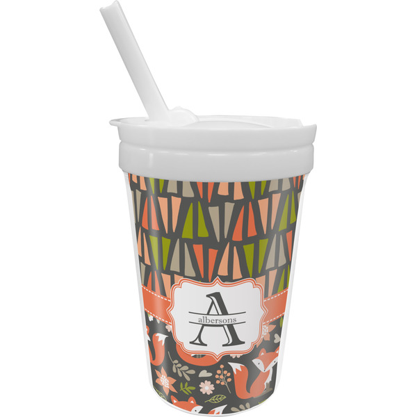 Custom Fox Trail Floral Sippy Cup with Straw (Personalized)