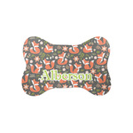 Fox Trail Floral Bone Shaped Dog Food Mat (Small) (Personalized)