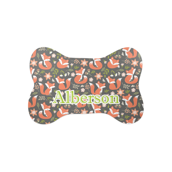 Custom Fox Trail Floral Bone Shaped Dog Food Mat (Small) (Personalized)