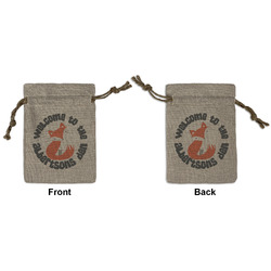 Fox Trail Floral Small Burlap Gift Bag - Front & Back (Personalized)