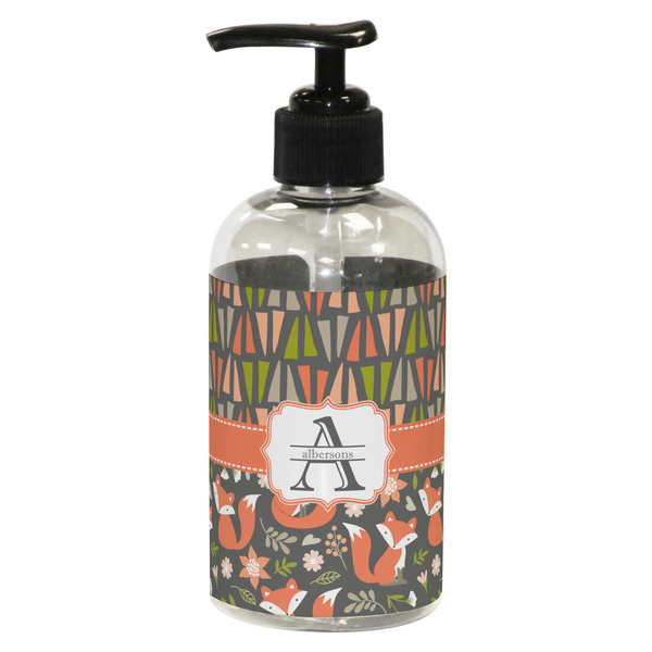 Custom Fox Trail Floral Plastic Soap / Lotion Dispenser (8 oz - Small - Black) (Personalized)