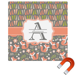 Fox Trail Floral Square Car Magnet - 10" (Personalized)