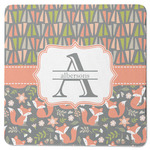Fox Trail Floral Square Rubber Backed Coaster (Personalized)