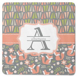 Fox Trail Floral Square Rubber Backed Coaster (Personalized)
