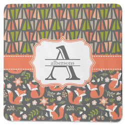 Fox Trail Floral Square Rubber Backed Coaster (Personalized)