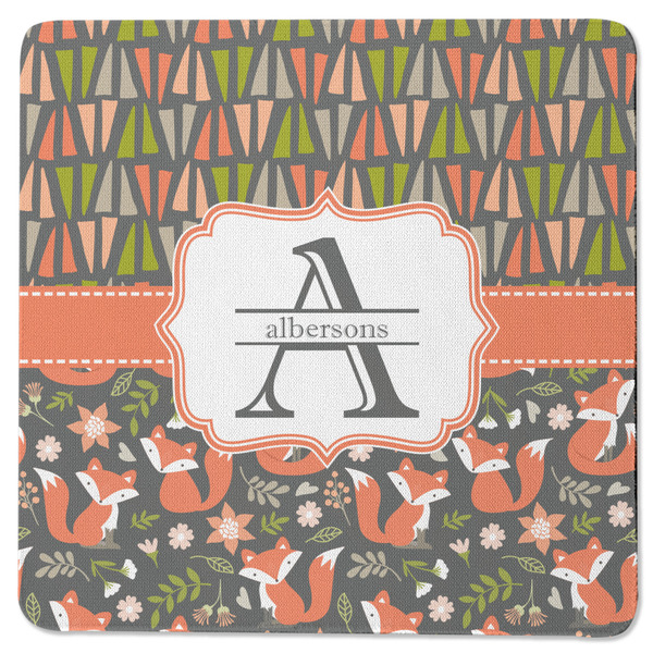 Custom Fox Trail Floral Square Rubber Backed Coaster (Personalized)