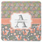 Fox Trail Floral Square Rubber Backed Coaster (Personalized)