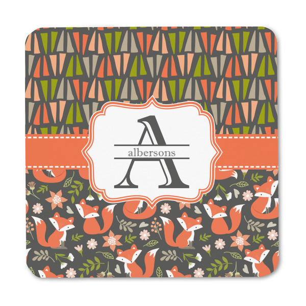 Fox Trail Floral Square Fridge Magnet - FRONT